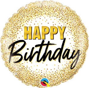 Golden Confetti Happy Birthday Balloon PNG Image