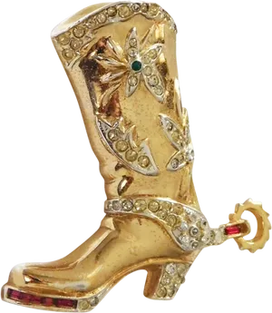 Golden Cowboy Boot Ornament PNG Image