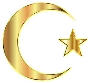 Golden Crescent Moonand Star PNG Image