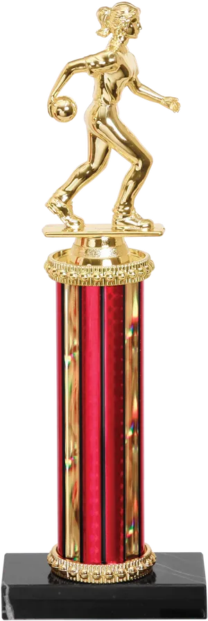 Golden Cricket Bowler Trophy PNG Image