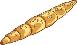 Golden Crispy Baguette Illustration PNG Image