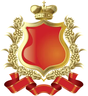 Golden Crownand Wheat Shield Emblem PNG Image