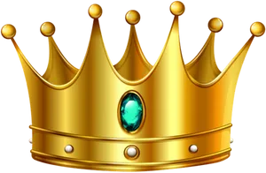 Golden Crownwith Gem Transparent Background PNG Image