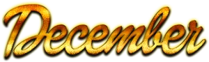 Golden December Text Design PNG Image