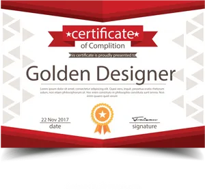 Golden Designer Certificate Template PNG Image