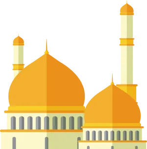 Golden_ Dome_ Mosque_ Vector_ Illustration PNG Image