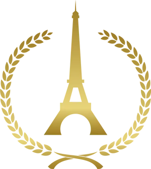 Golden Eiffel Tower Emblem PNG Image