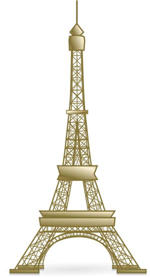 Golden Eiffel Tower Illustration PNG Image