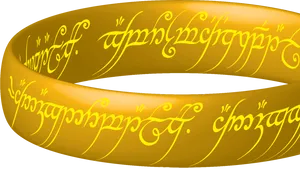 Golden Elvish Script Ring PNG