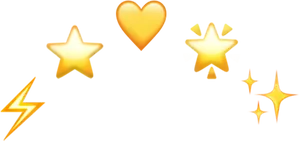 Golden Emojis Set PNG Image