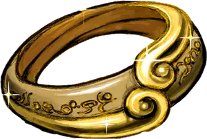 Golden Engraved Ring Illustration PNG