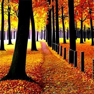 Golden Fall Trees Pathway Png 06212024 PNG Image