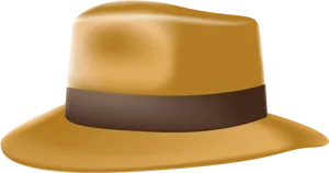 Golden Fedora Hat Illustration PNG Image