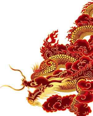 Golden_ Fire_ Dragon_ Artwork PNG Image