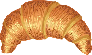 Golden Flaky Croissant Illustration PNG Image