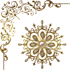 Golden Floral Corner Design PNG Image