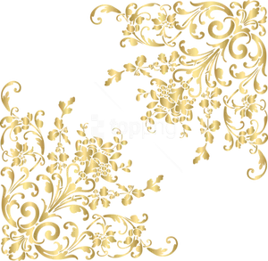 Golden Floral Corner Design PNG Image