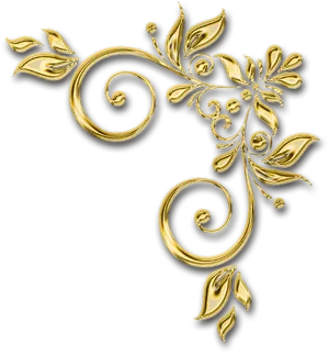 Golden Floral Corner Design PNG Image