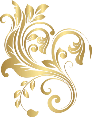 Golden Floral Decorative Element PNG Image