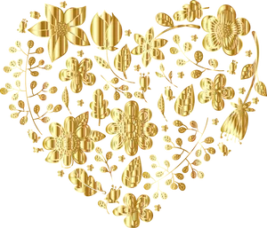 Golden Floral Design Black Background PNG Image