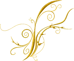 Golden Floral Design Element PNG Image