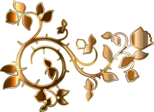 Golden Floral Design Element PNG Image