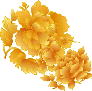 Golden Floral Design Graphic PNG Image