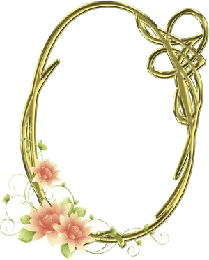 Golden Floral Frame Design PNG Image