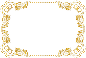 Golden Floral Frame Design PNG Image