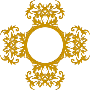 Golden Floral Frame Design PNG Image