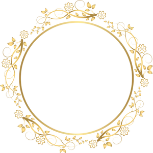 Golden_ Floral_ Frame_on_ Black_ Background PNG Image