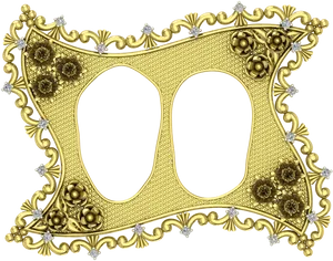 Golden Floral Love Frame PNG Image