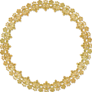 Golden Floral Round Frame PNG Image