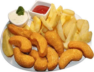 Golden Fried Fish Fillet With Chips PNG Image