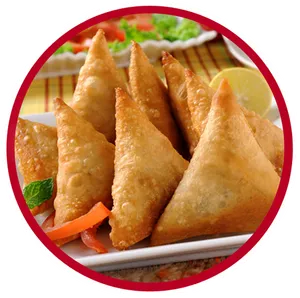 Golden Fried Samosas Dish PNG Image