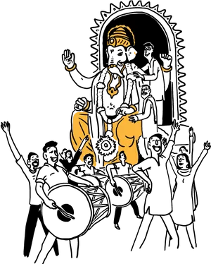 Golden_ Ganpati_ Silhouette_ Art PNG Image