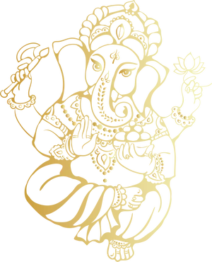 Golden_ Ganpati_ Vector_ Art PNG Image