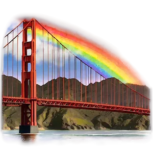 Golden Gate Bridge With Rainbow Png Anl38 PNG Image