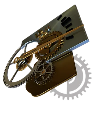 Golden Gearsand Cogs PNG Image