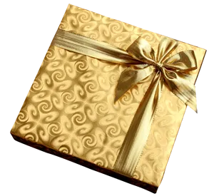 Golden Gift Boxwith Satin Ribbon PNG Image