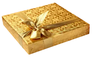 Golden Gift Boxwith Satin Ribbon PNG Image