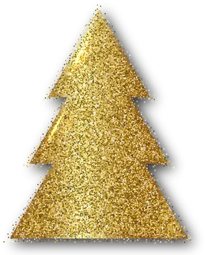 Golden Glitter Christmas Tree Clipart.png PNG Image