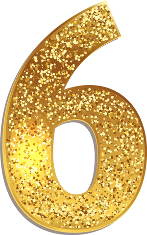 Golden Glitter Number Six PNG Image