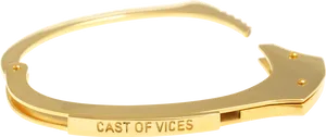 Golden Handcuff Bracelet Design PNG Image