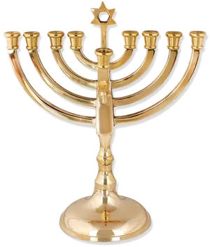 Golden Hanukkah Menorah PNG