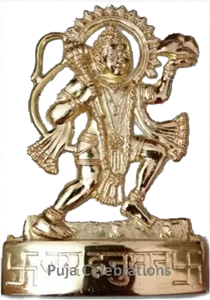 Golden Hanuman Statue PNG Image