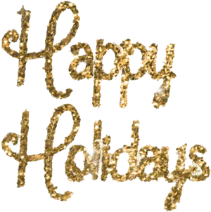 Golden Happy Holidays Text PNG Image