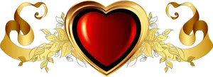 Golden Heart Banner Design PNG Image