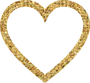 Golden Heart Frame PNG Image