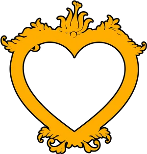 Golden Heart Frame Design PNG Image